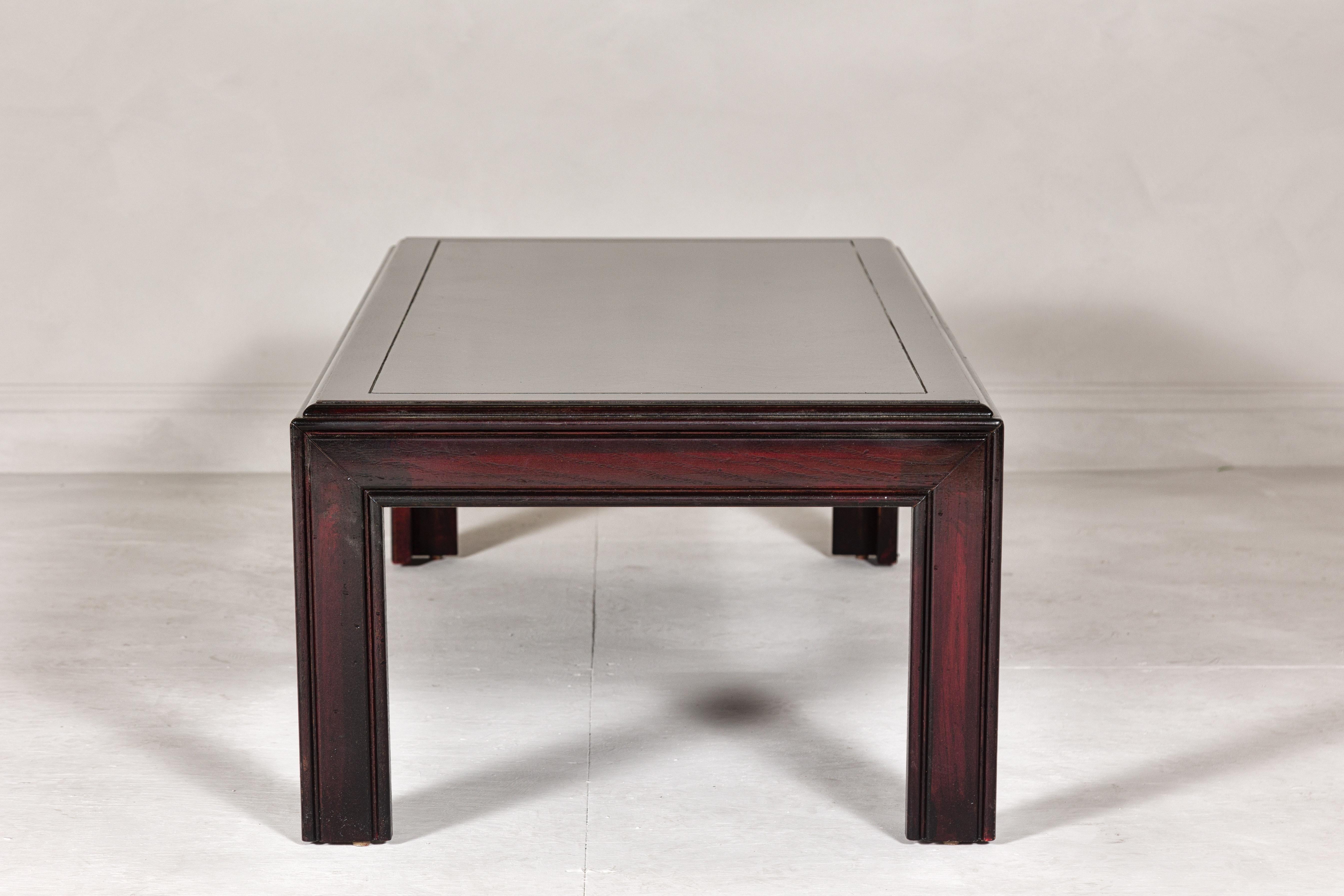 Midcentury Lane Altavista Parsons Legs Coffee Table with Herringbone Design Top For Sale 7
