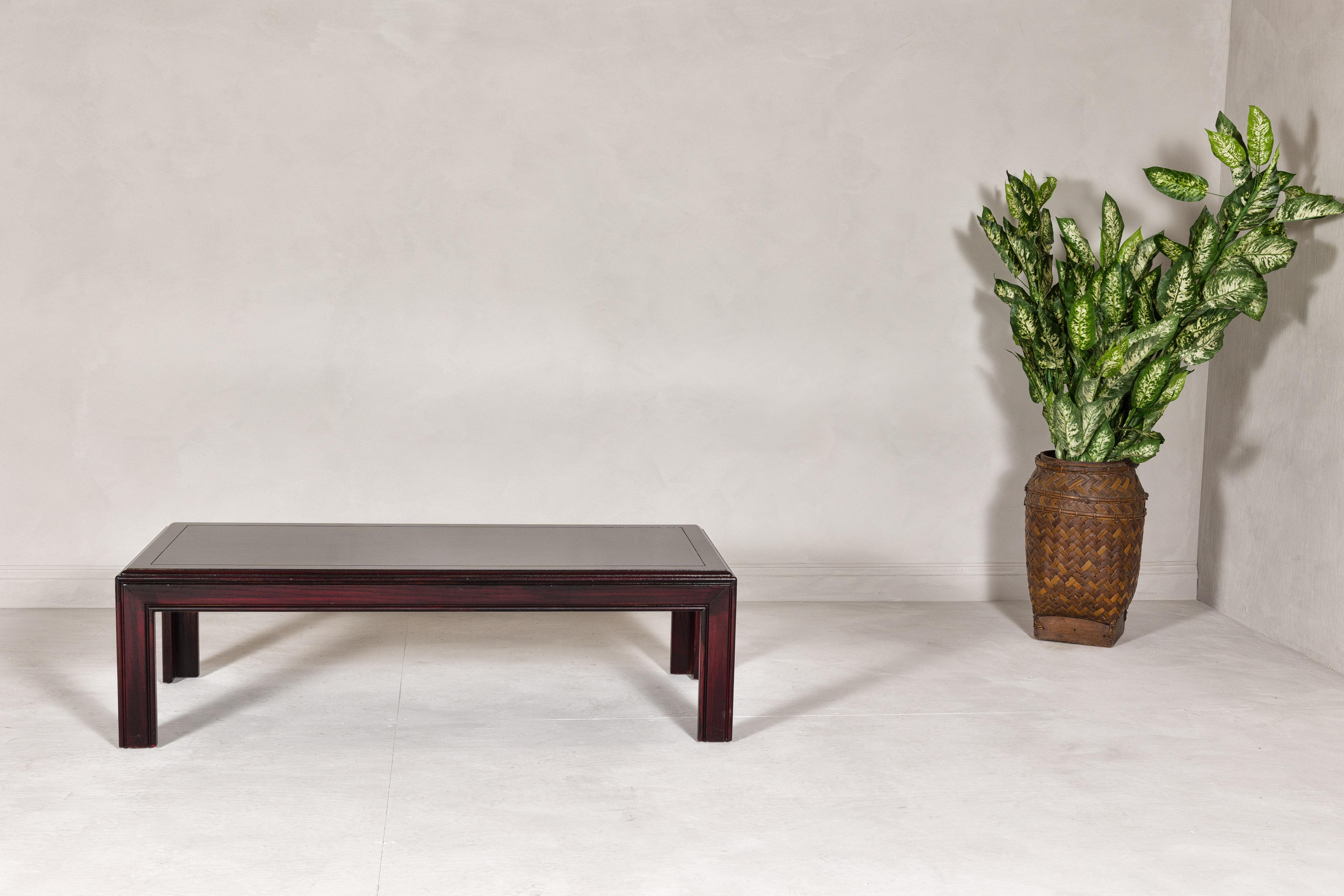 American Midcentury Lane Altavista Parsons Legs Coffee Table with Herringbone Design Top For Sale