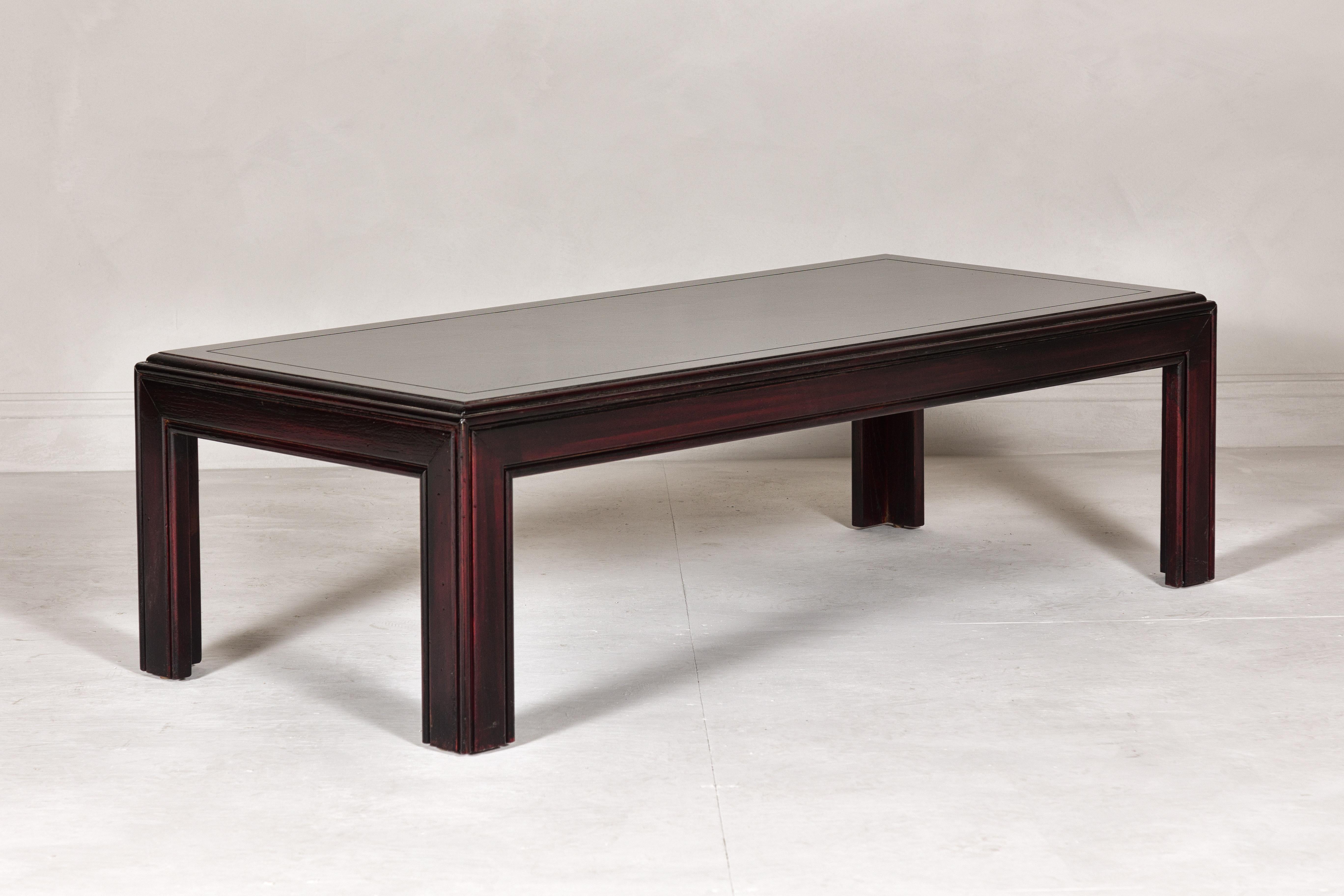 20th Century Midcentury Lane Altavista Parsons Legs Coffee Table with Herringbone Design Top For Sale