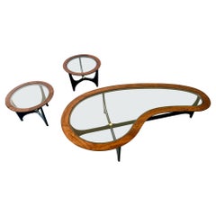 Midcentury Lane Amoeba Biomorphic Kidney Rosewood Coffee & End Tables