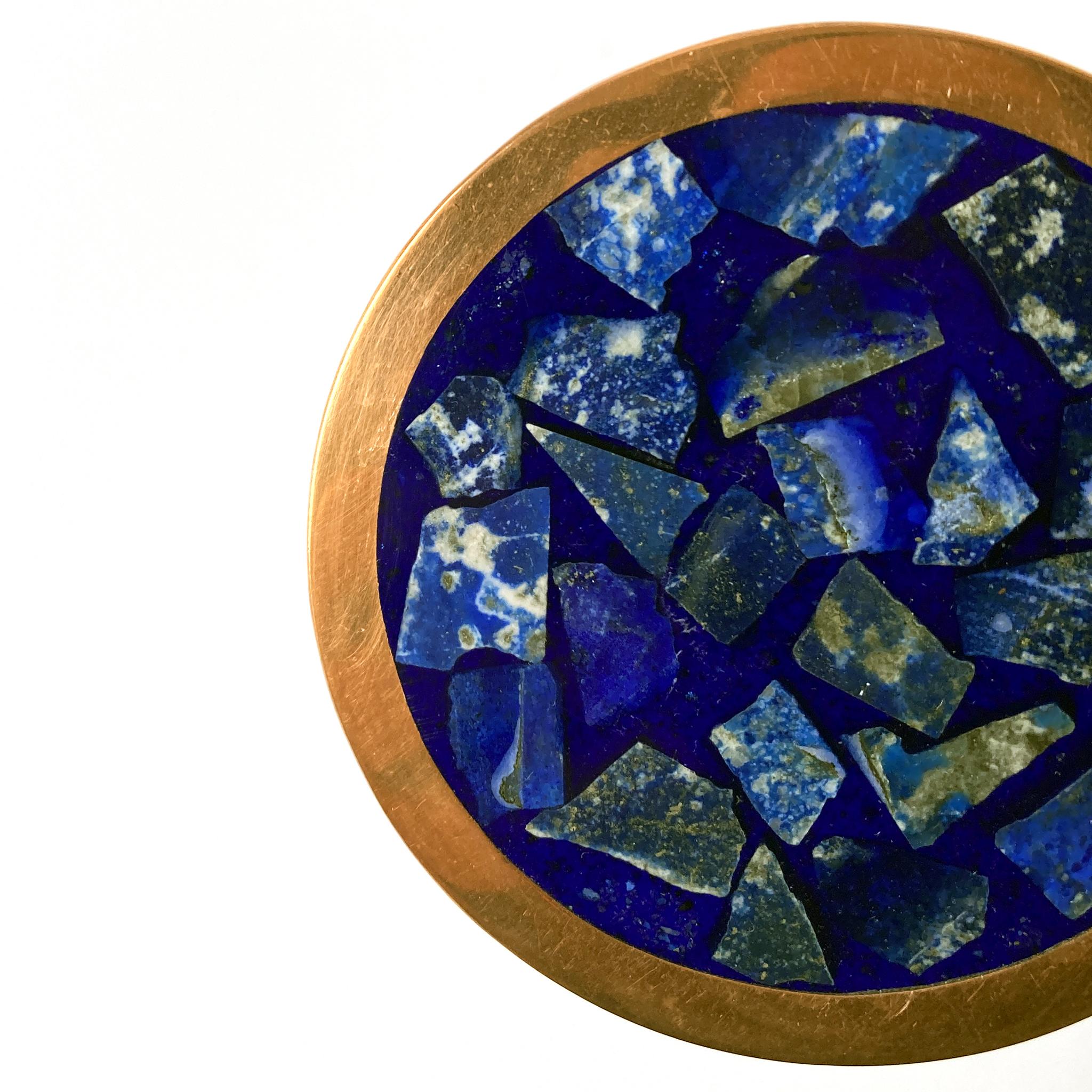 Unknown Midcentury Lapis Lazuli and Copper Coasters, Set of Six