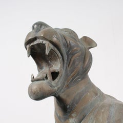 Midcentury Large 1970s Sitting Bronze Tiger