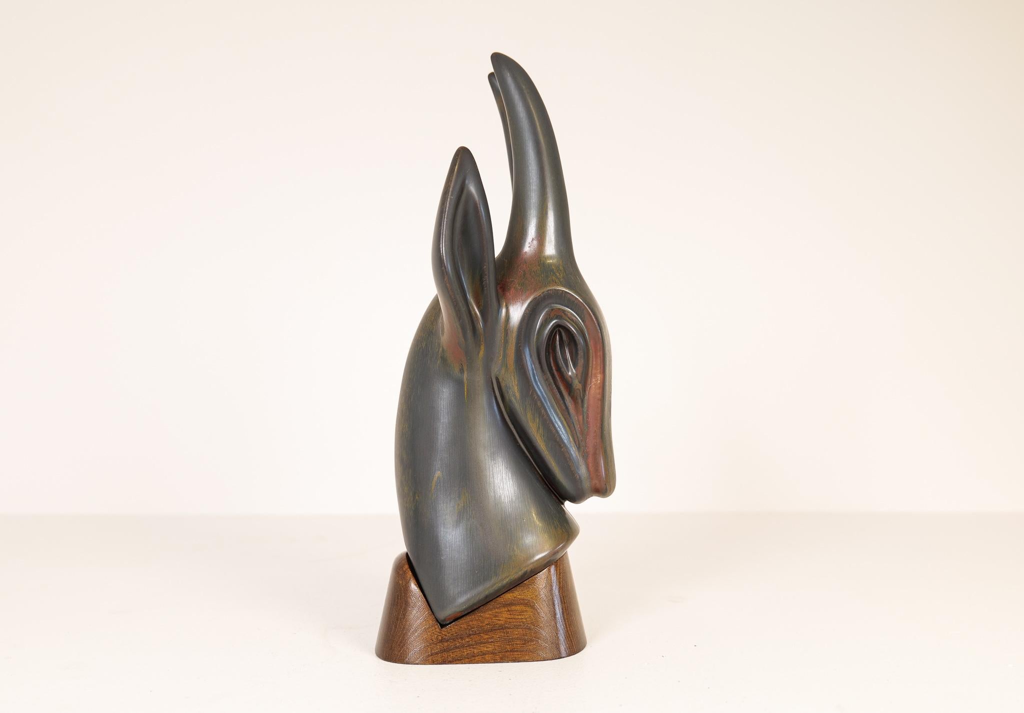 Midcentury Large Antelope Sculpture Rörstrand Gunnar Nylund, Sweden 1940s 3