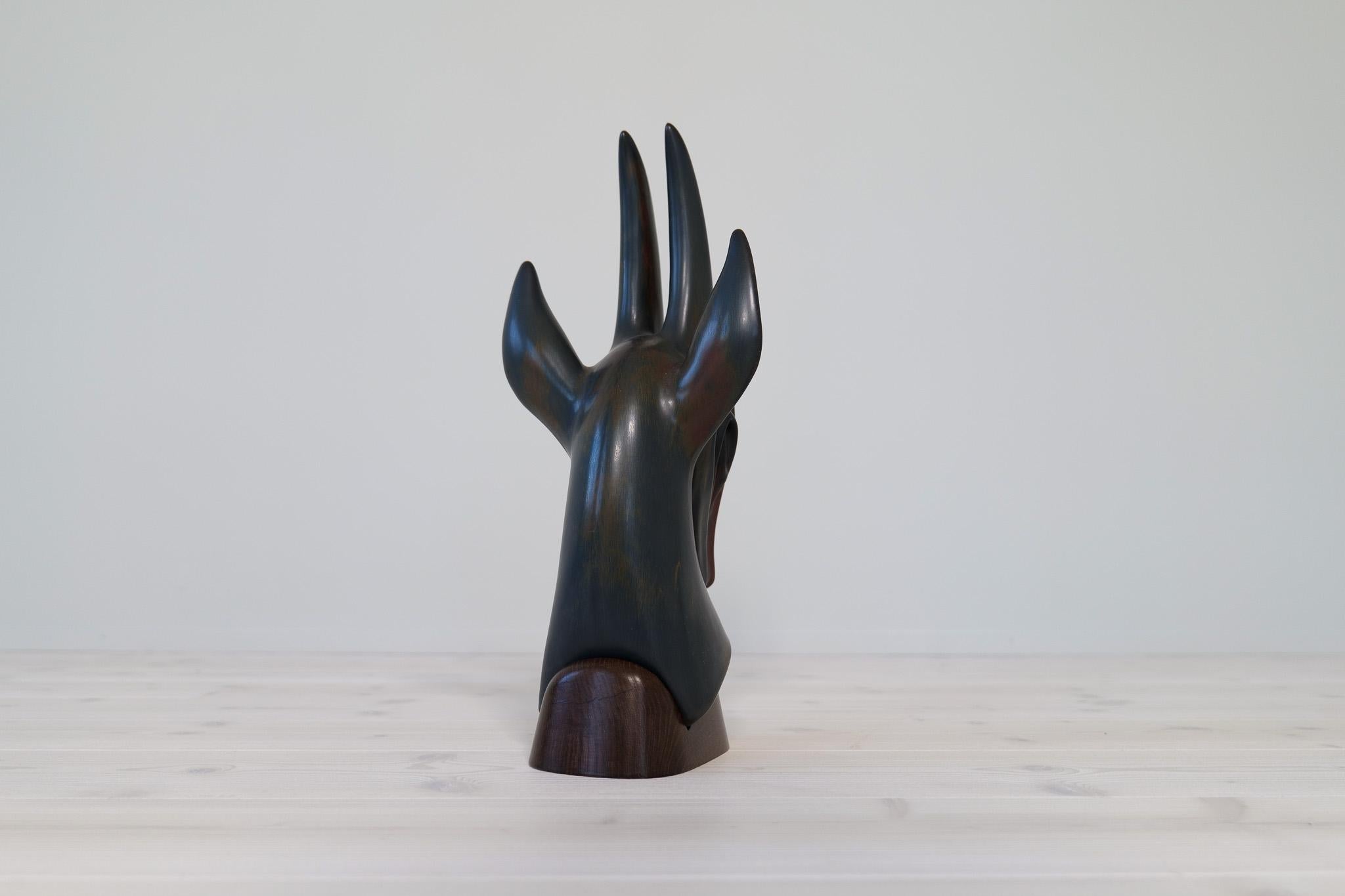 Midcentury Modern Large Antelope Sculpture Rörstrand Gunnar Nylund, Sweden, 1940 3