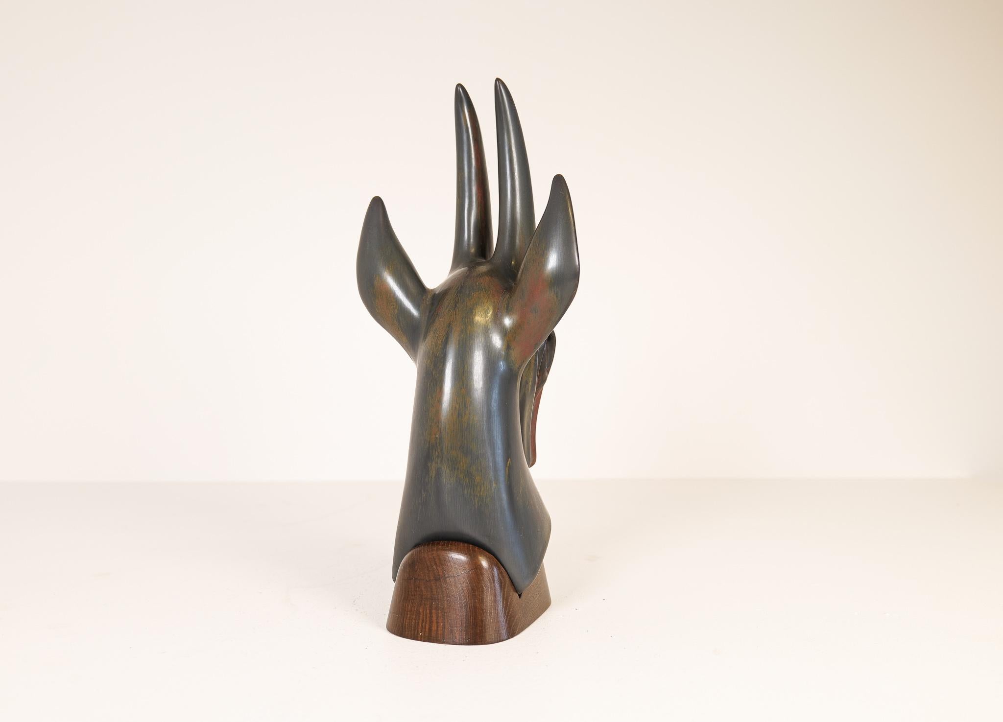 Midcentury Large Antelope Sculpture Rörstrand Gunnar Nylund, Sweden 1940s 4