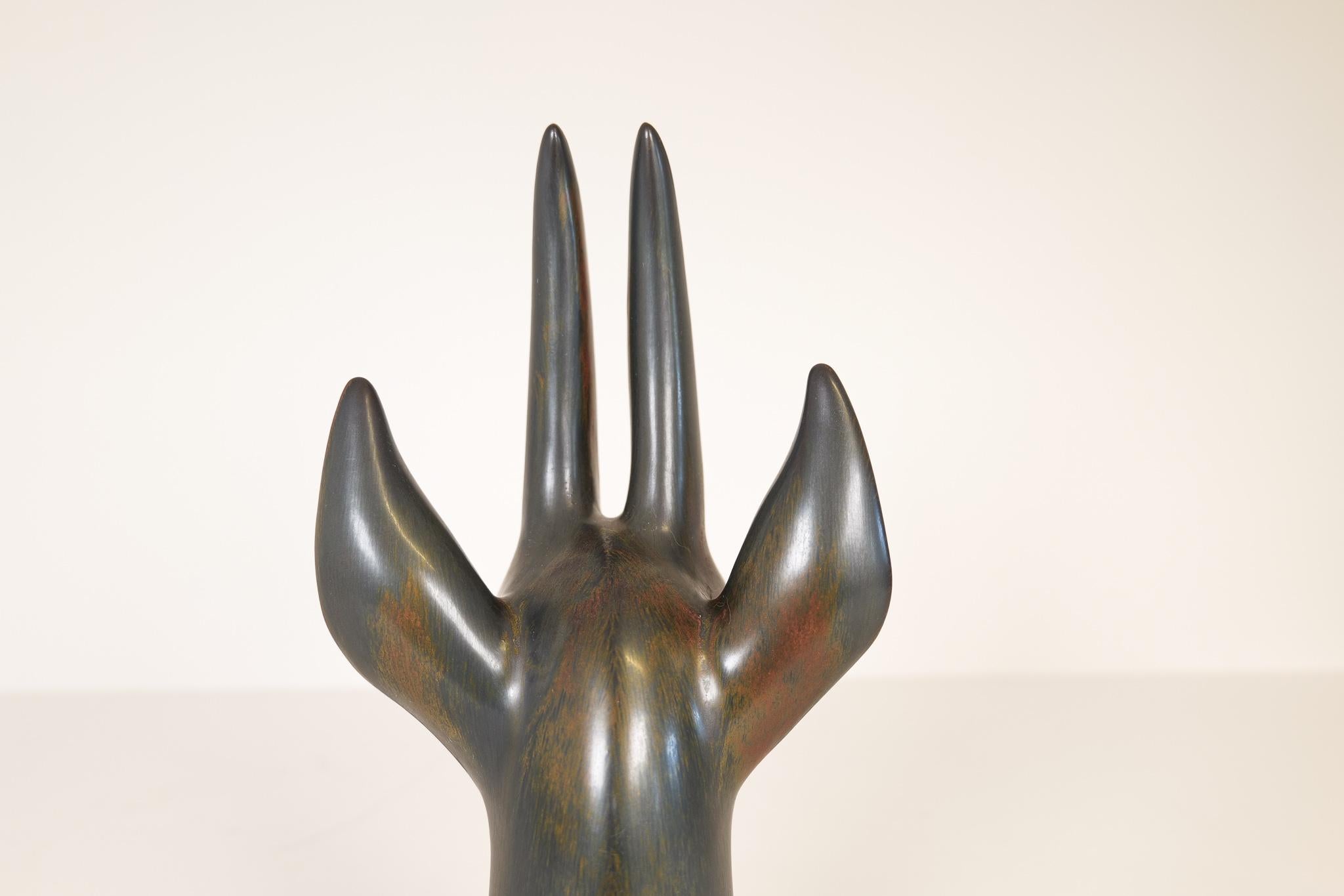 Midcentury Large Antelope Sculpture Rörstrand Gunnar Nylund, Sweden 1940s 5