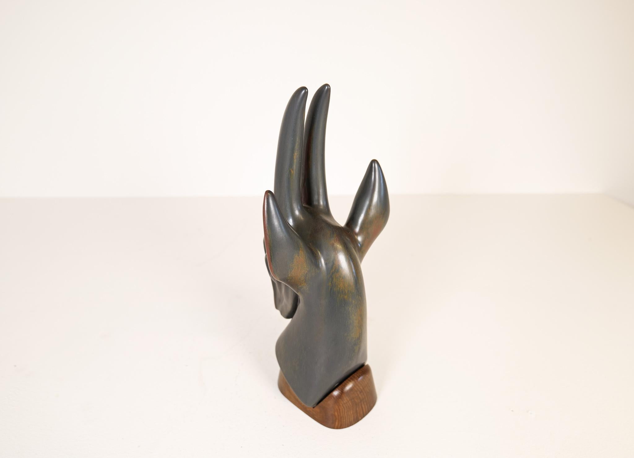 Midcentury Large Antelope Sculpture Rörstrand Gunnar Nylund, Sweden 1940s 7