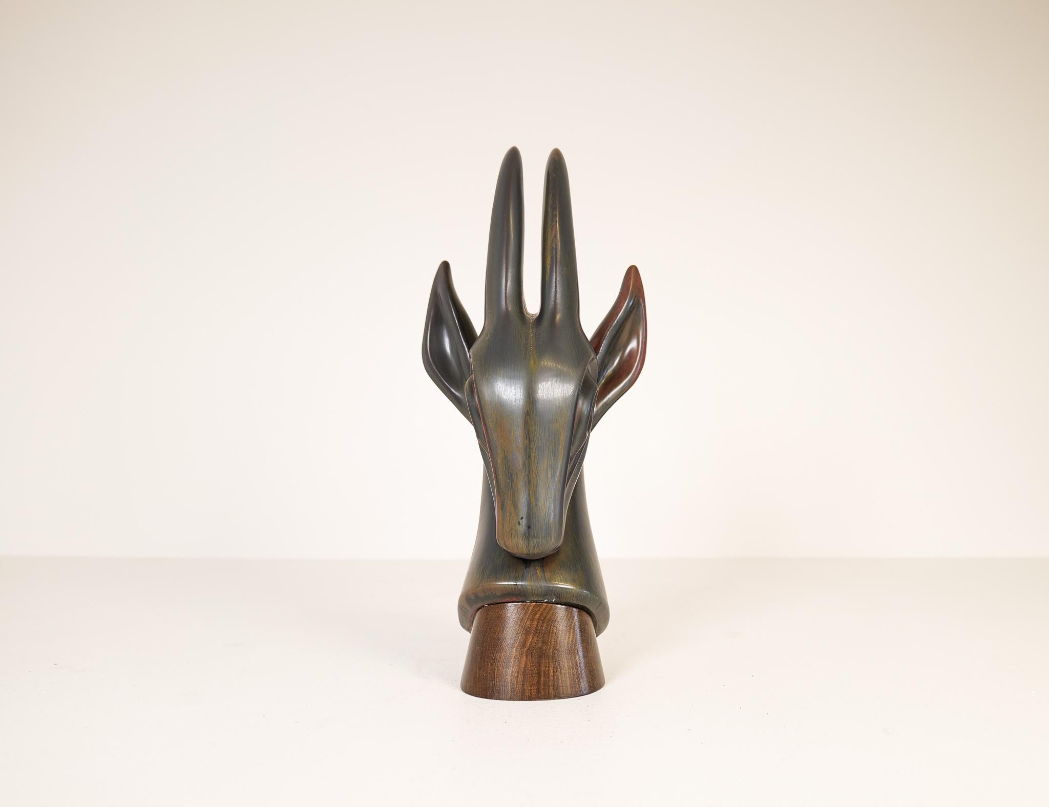 Midcentury Large Antelope Sculpture Rörstrand Gunnar Nylund, Sweden 1940s In Good Condition In Hillringsberg, SE
