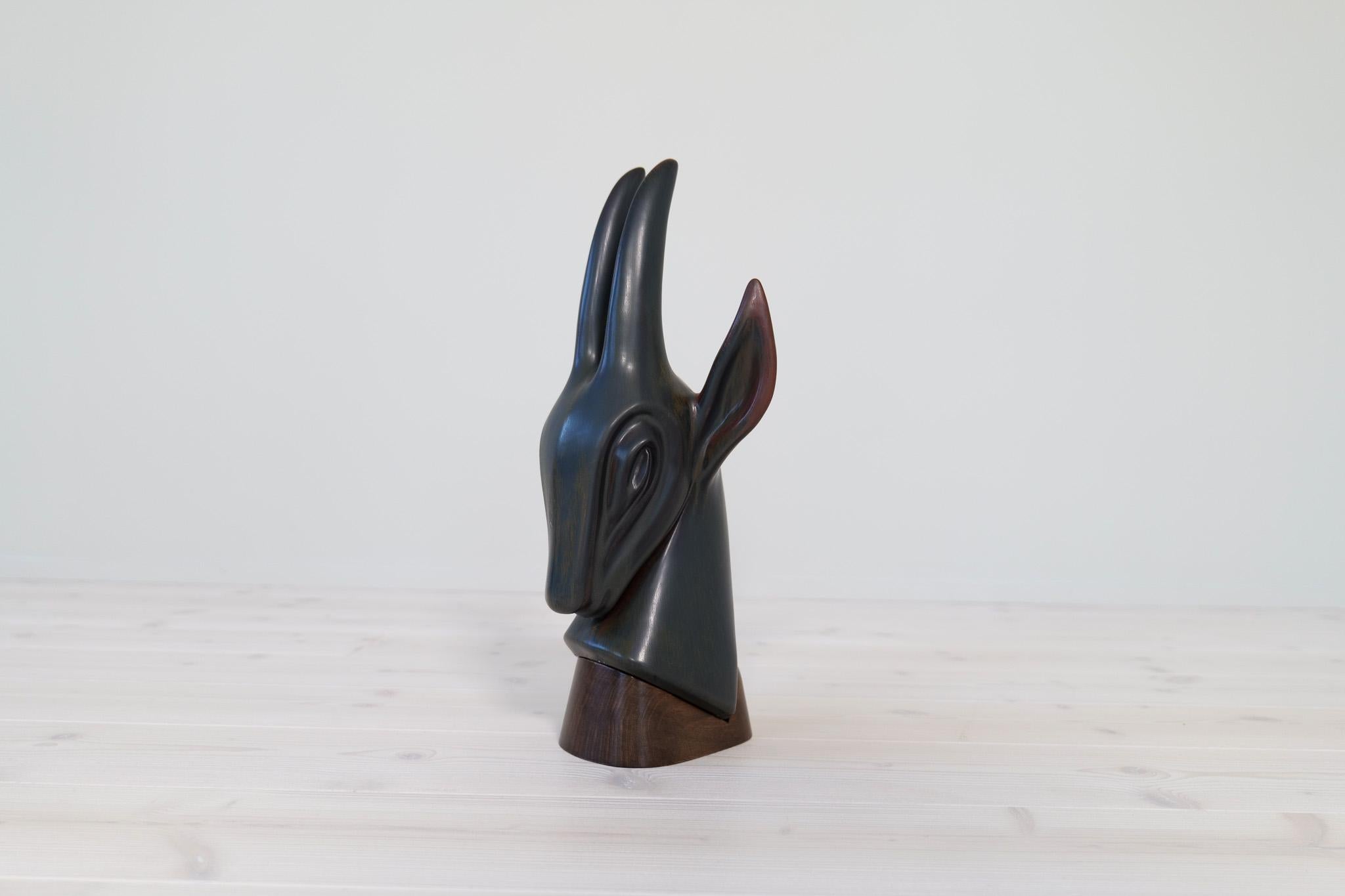 Mid-20th Century Midcentury Modern Large Antelope Sculpture Rörstrand Gunnar Nylund, Sweden, 1940 For Sale