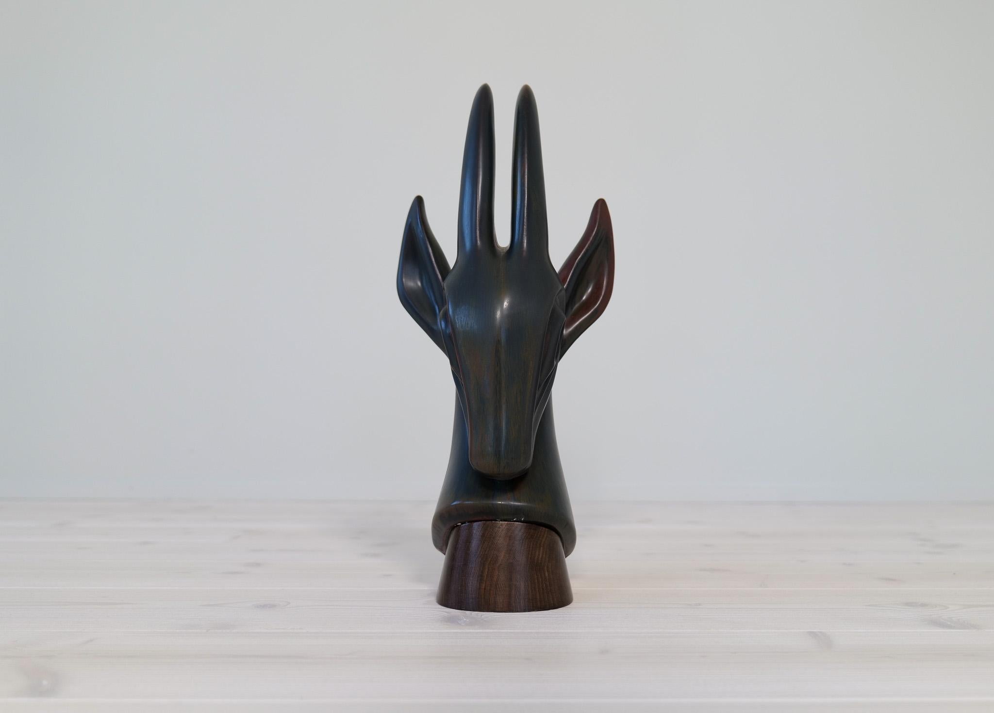 Ceramic Midcentury Modern Large Antelope Sculpture Rörstrand Gunnar Nylund, Sweden, 1940 For Sale