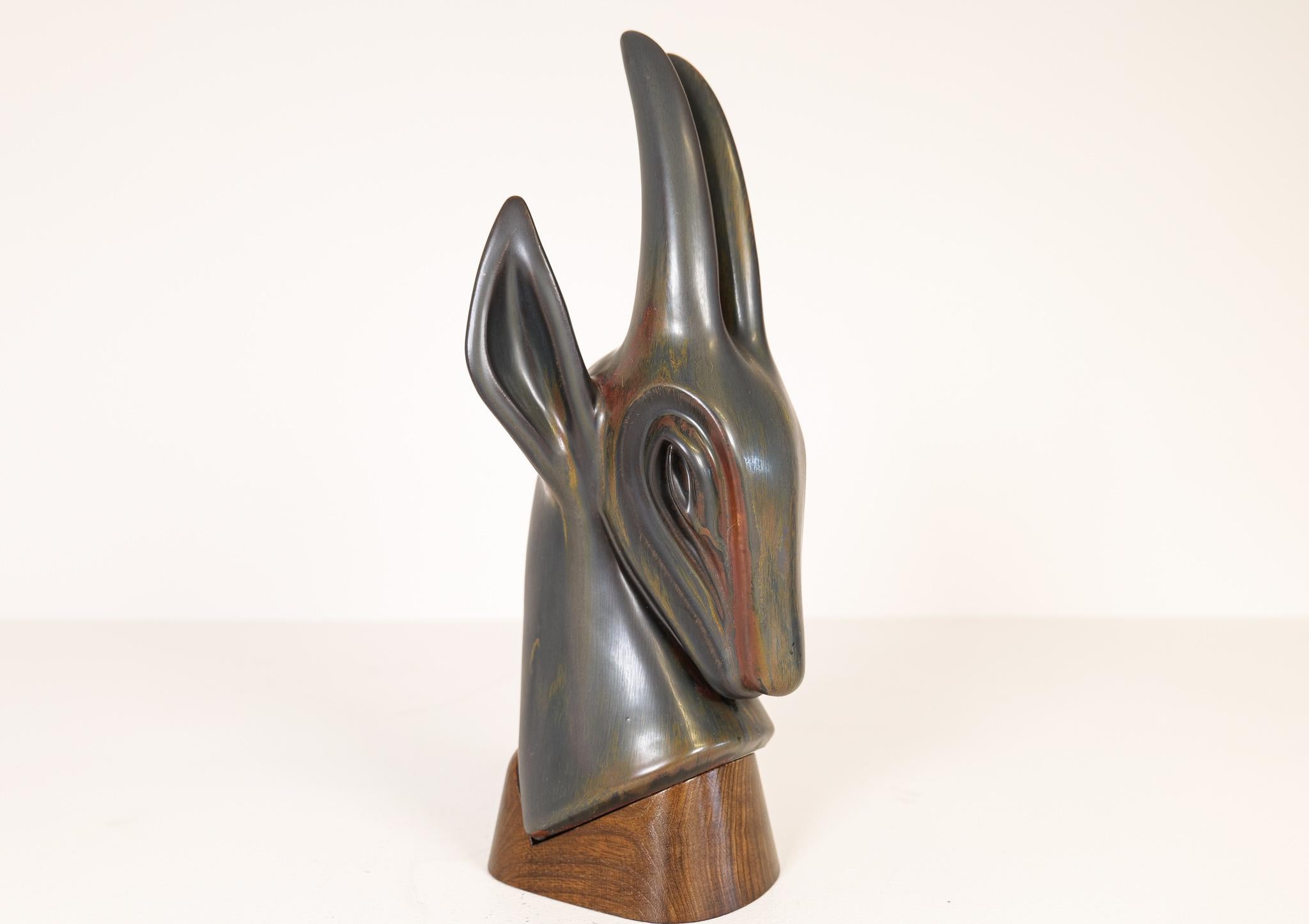 Midcentury Large Antelope Sculpture Rörstrand Gunnar Nylund, Sweden 1940s 1