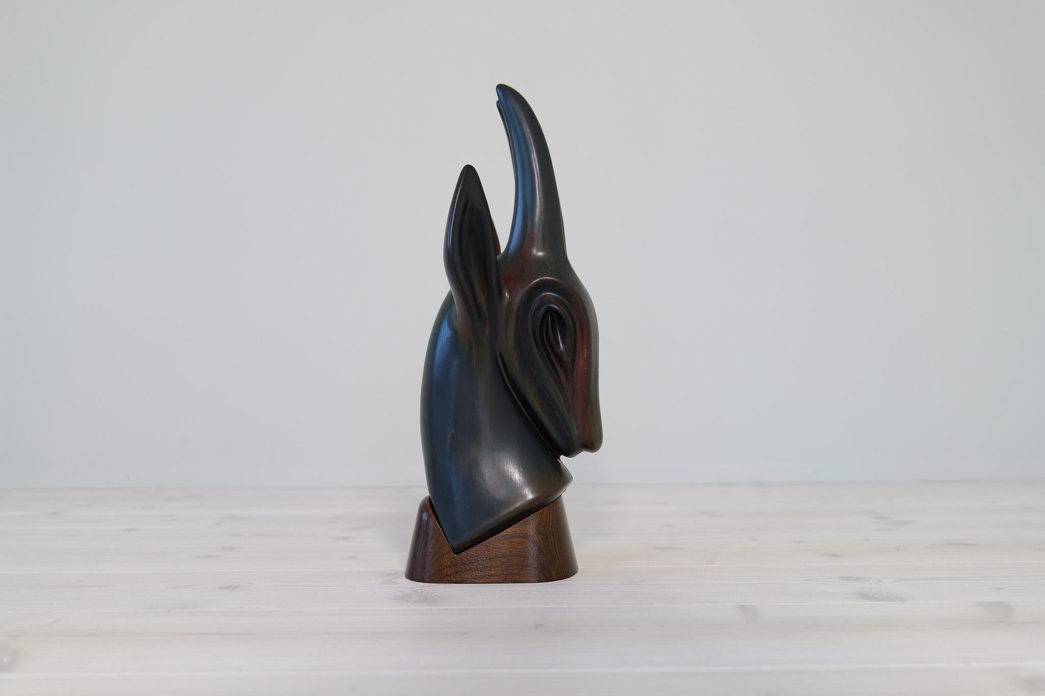 Midcentury Modern Large Antelope Sculpture Rörstrand Gunnar Nylund, Sweden, 1940 2
