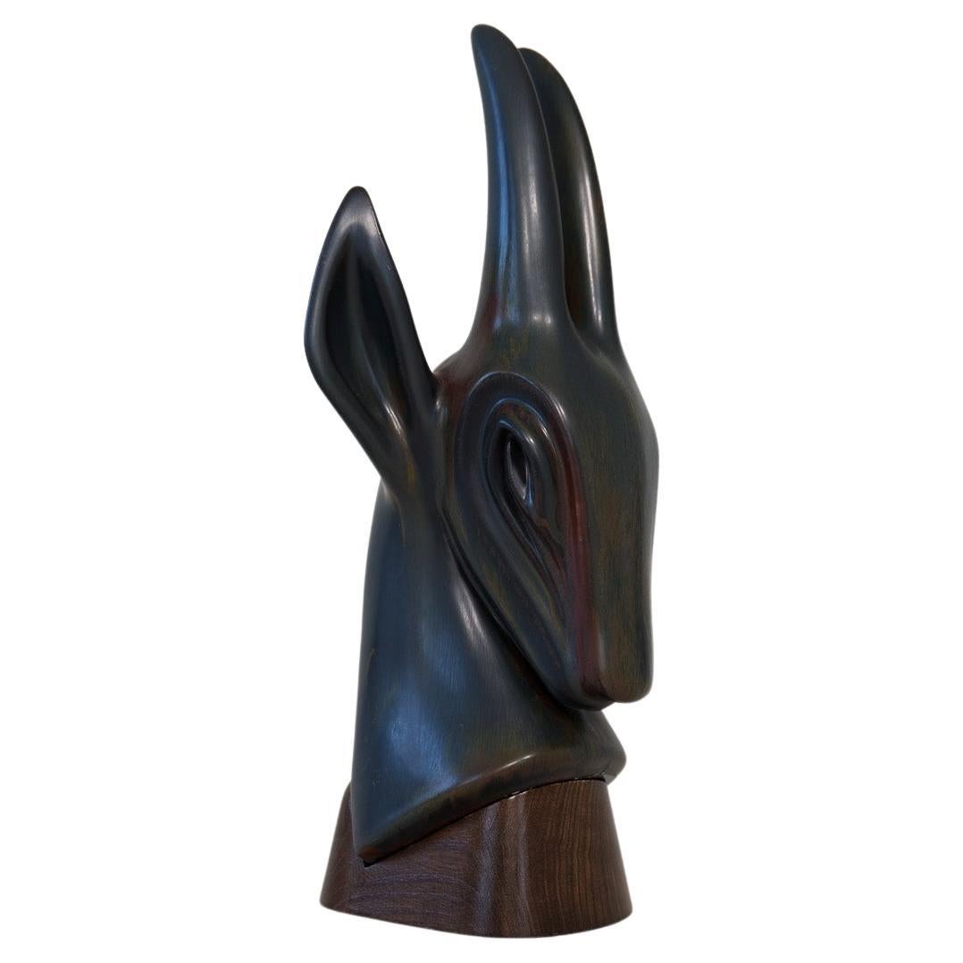 Midcentury Modern Large Antelope Sculpture Rörstrand Gunnar Nylund, Sweden, 1940 For Sale