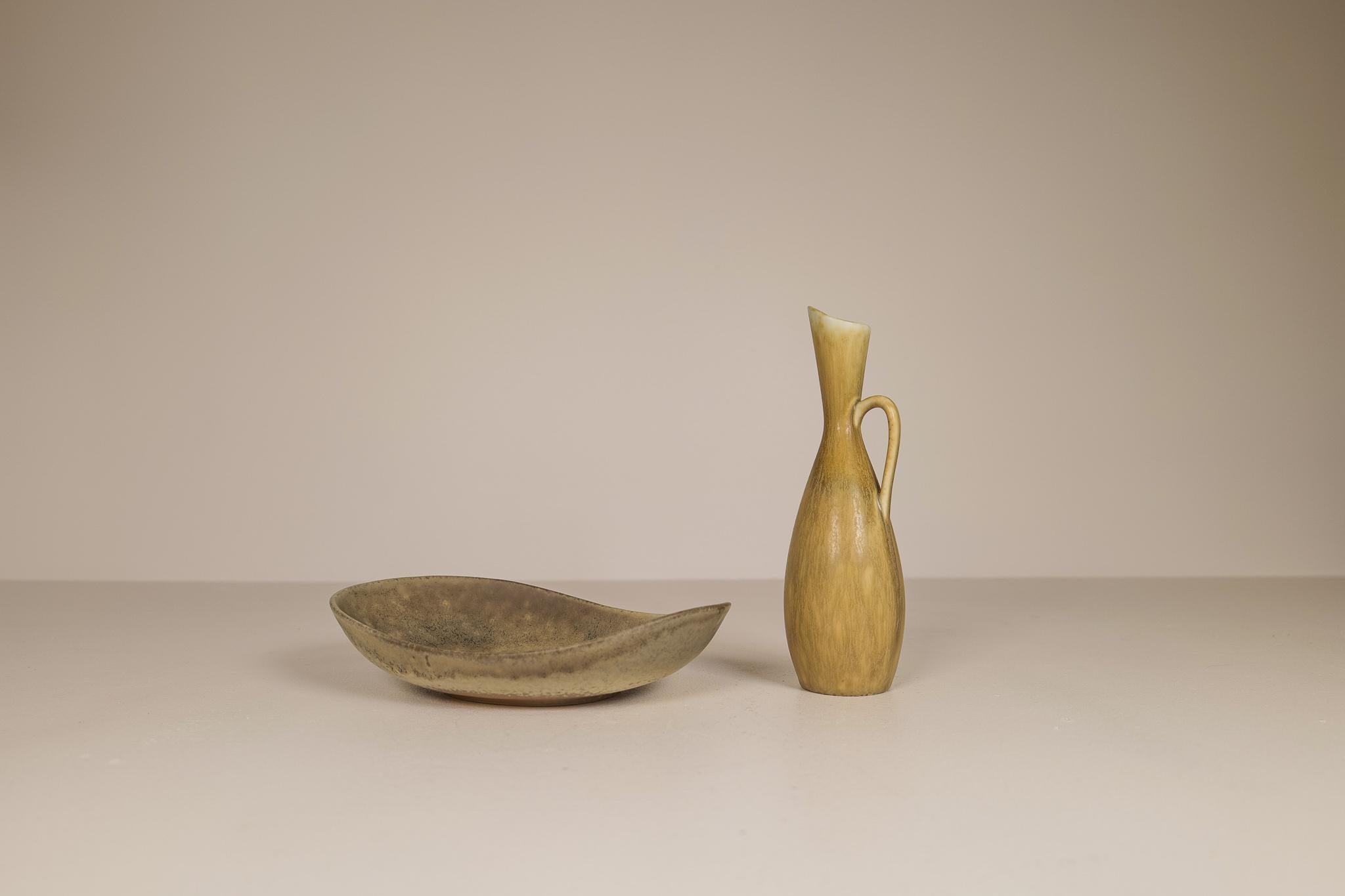 Ceramic Midcentury Moder Bowl and Vase Rörstrand Carl Harry Stålhane, Sweden, 1950s For Sale