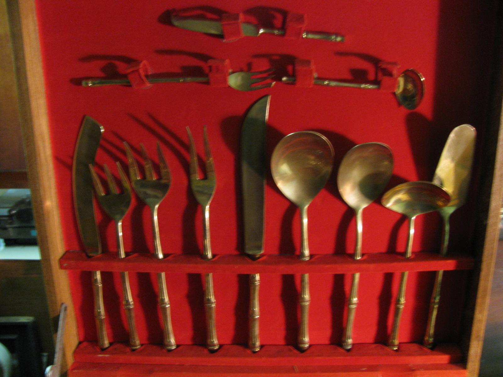 solid nickel bronze thai flatware 144 piece set