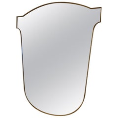 Midcentury Large Brass Bistro Mirror
