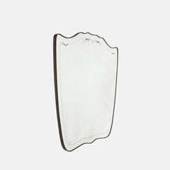 Giovanni Gariboldi Large Shaped Brass Etched Glass Mirror, Italy, 1940s