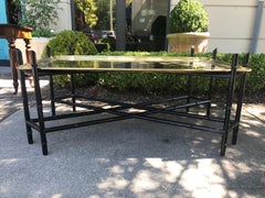 Midcentury Large Brass Tray on Faux Bamboo Stand, Marked Made in Germany