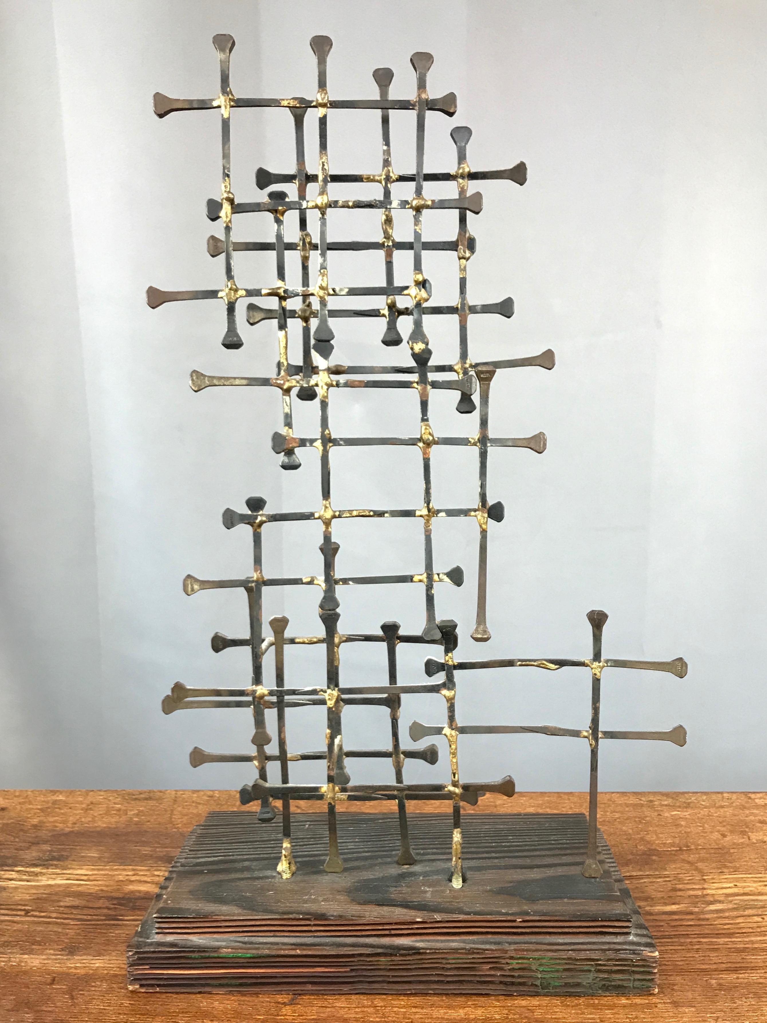 Midcentury Large Brutalist Abstract Nail Art Sculpture In Good Condition In San Francisco, CA