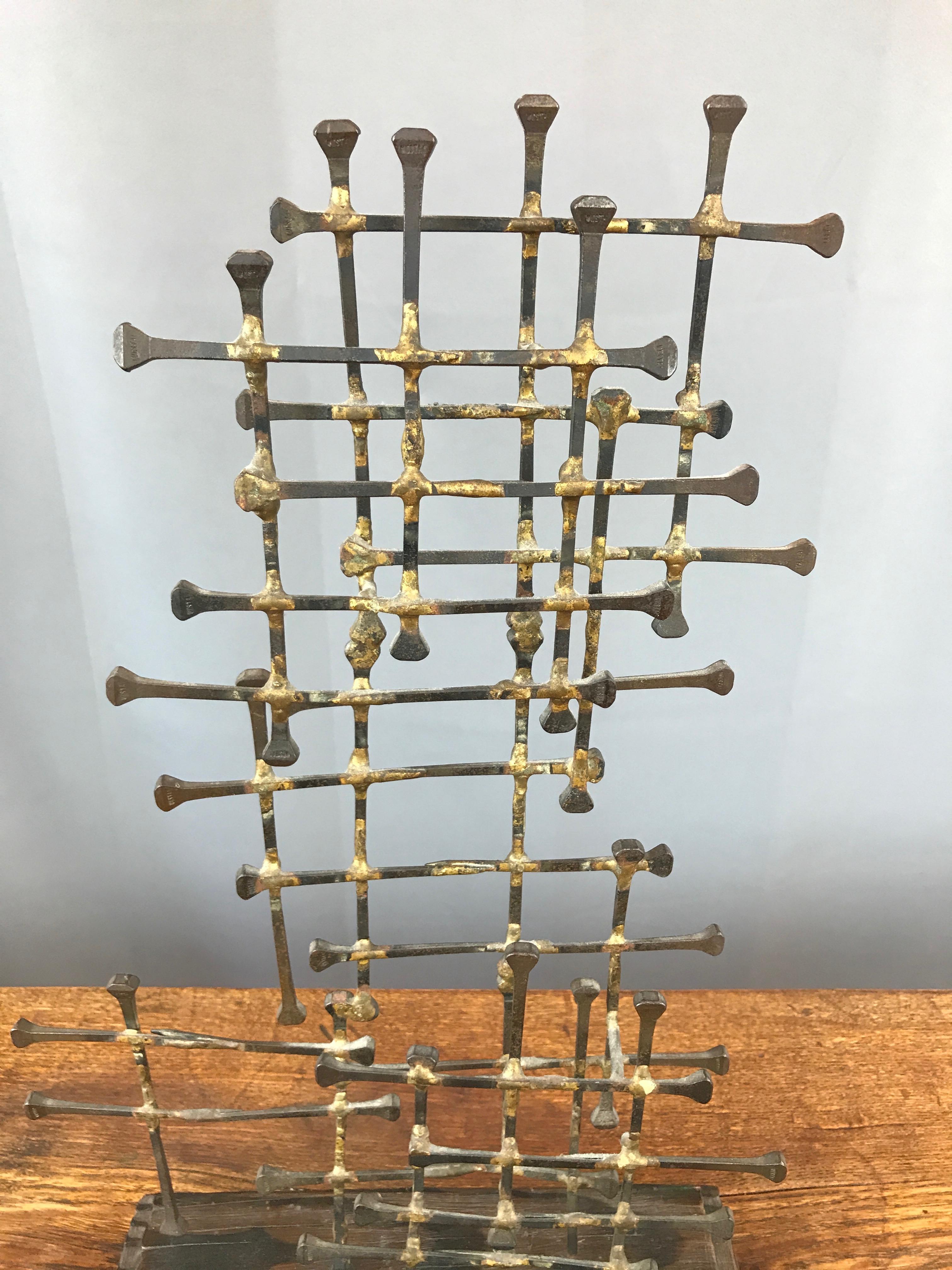 Midcentury Large Brutalist Abstract Nail Art Sculpture 1