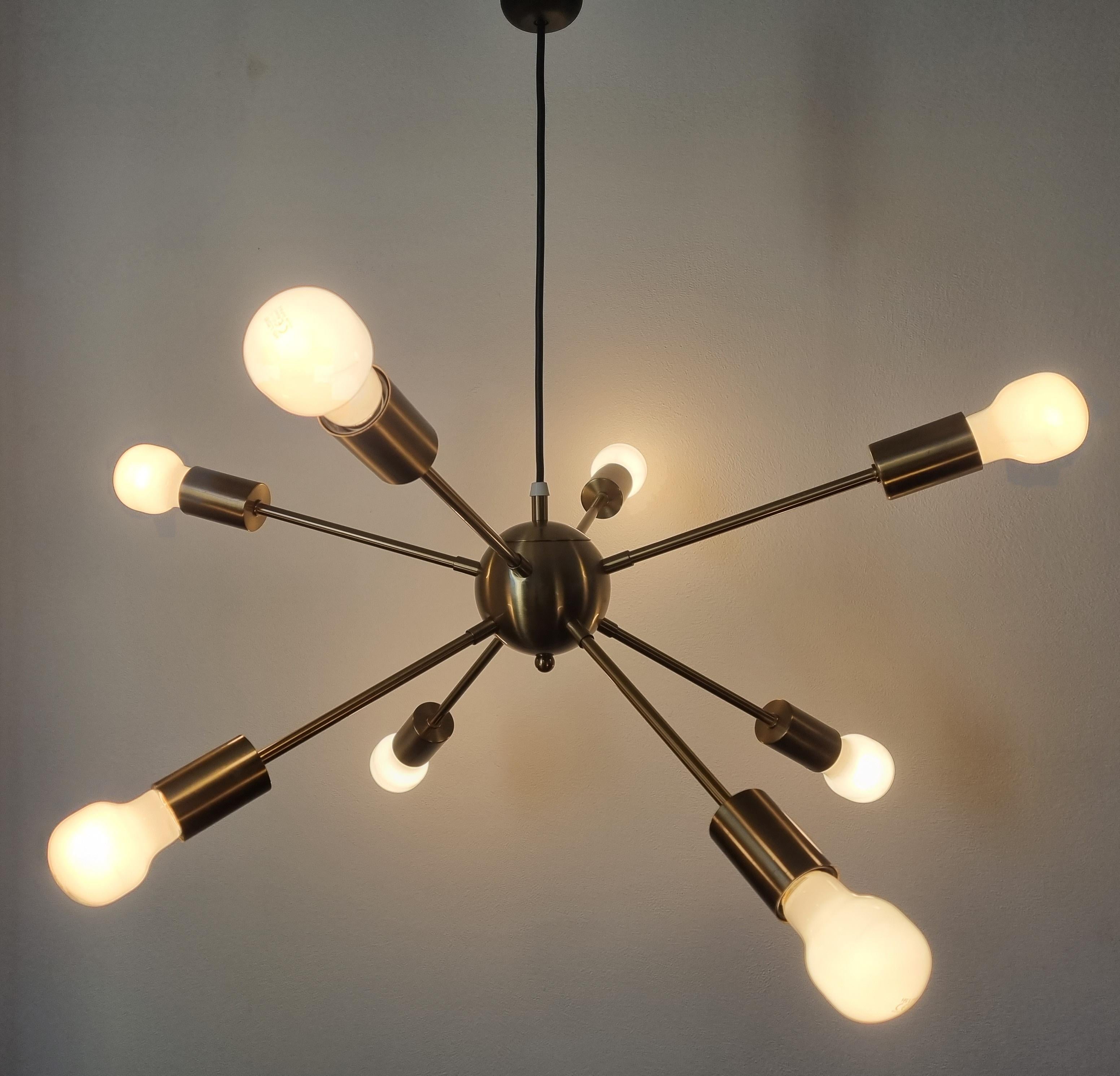 Midcentury Large Chandelier / Pendant, Space Age Sputnik, Atomic, Italy, 1990s In Excellent Condition In Praha, CZ