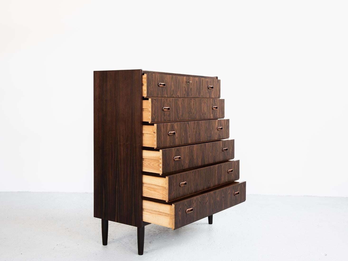 Mid-Century Modern Midcentury Large Chest of 6 Drawers in Rosewood by VV Møbler, 1960s For Sale