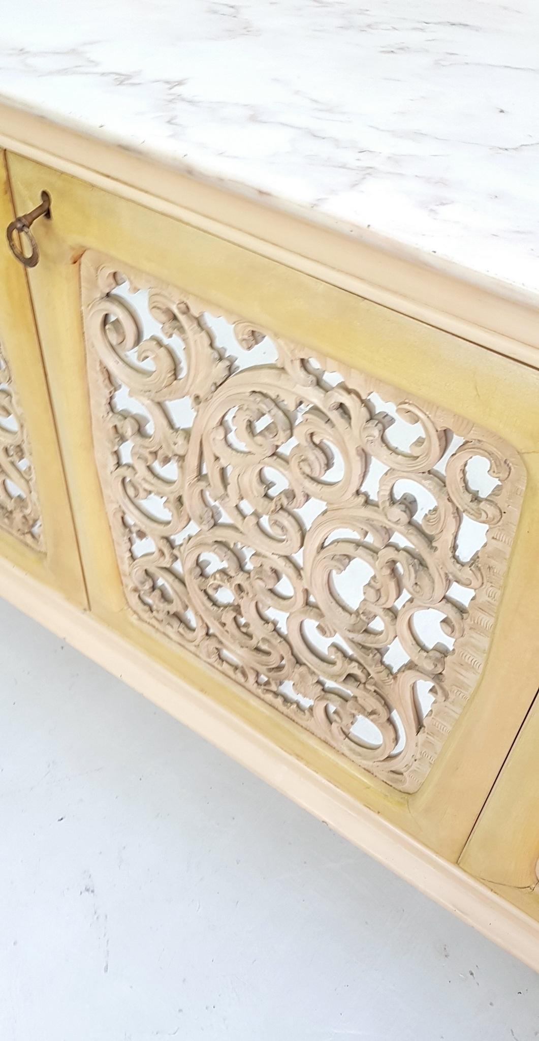 Italian Midcentury Large Credenza with Marble Top and Base Cantú, Italy