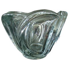 Midcentury Large Crystal Vase or Coup Transparent Heavy