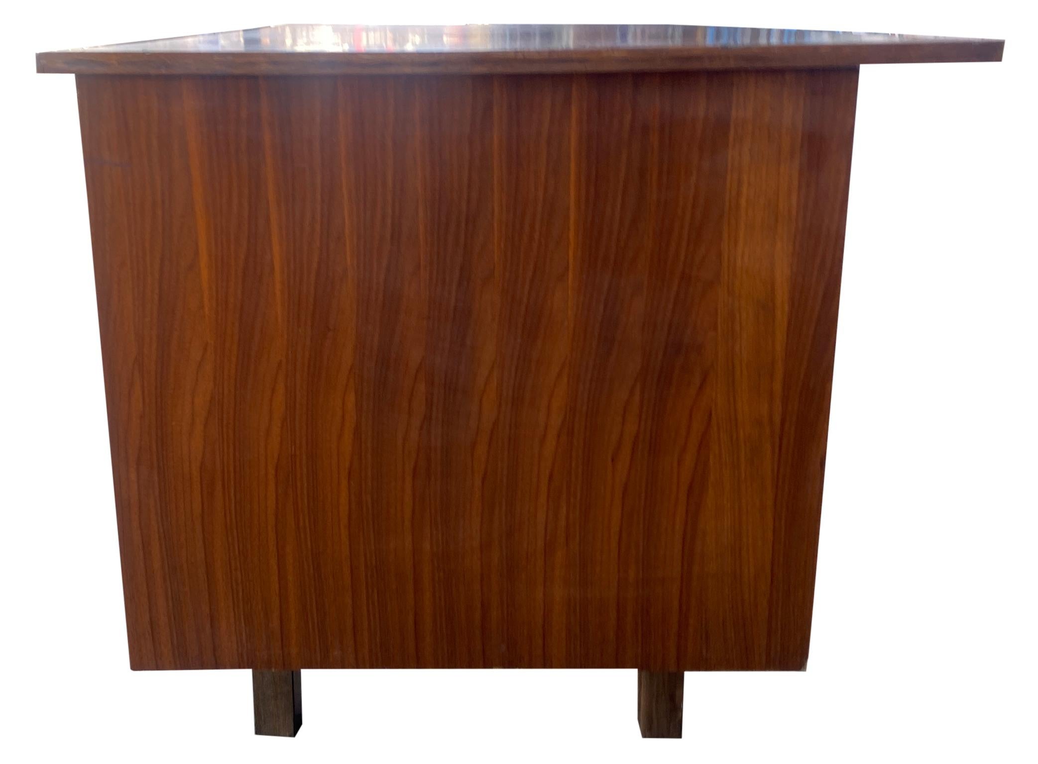 Midcentury Large Danish Modern Teak Kneehole Desk 4 Drawers 1 Cabinet 6
