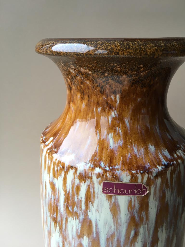 Glazed Midcentury Large Fat Lava Vase from Scheurich, 1960s, Germany For Sale