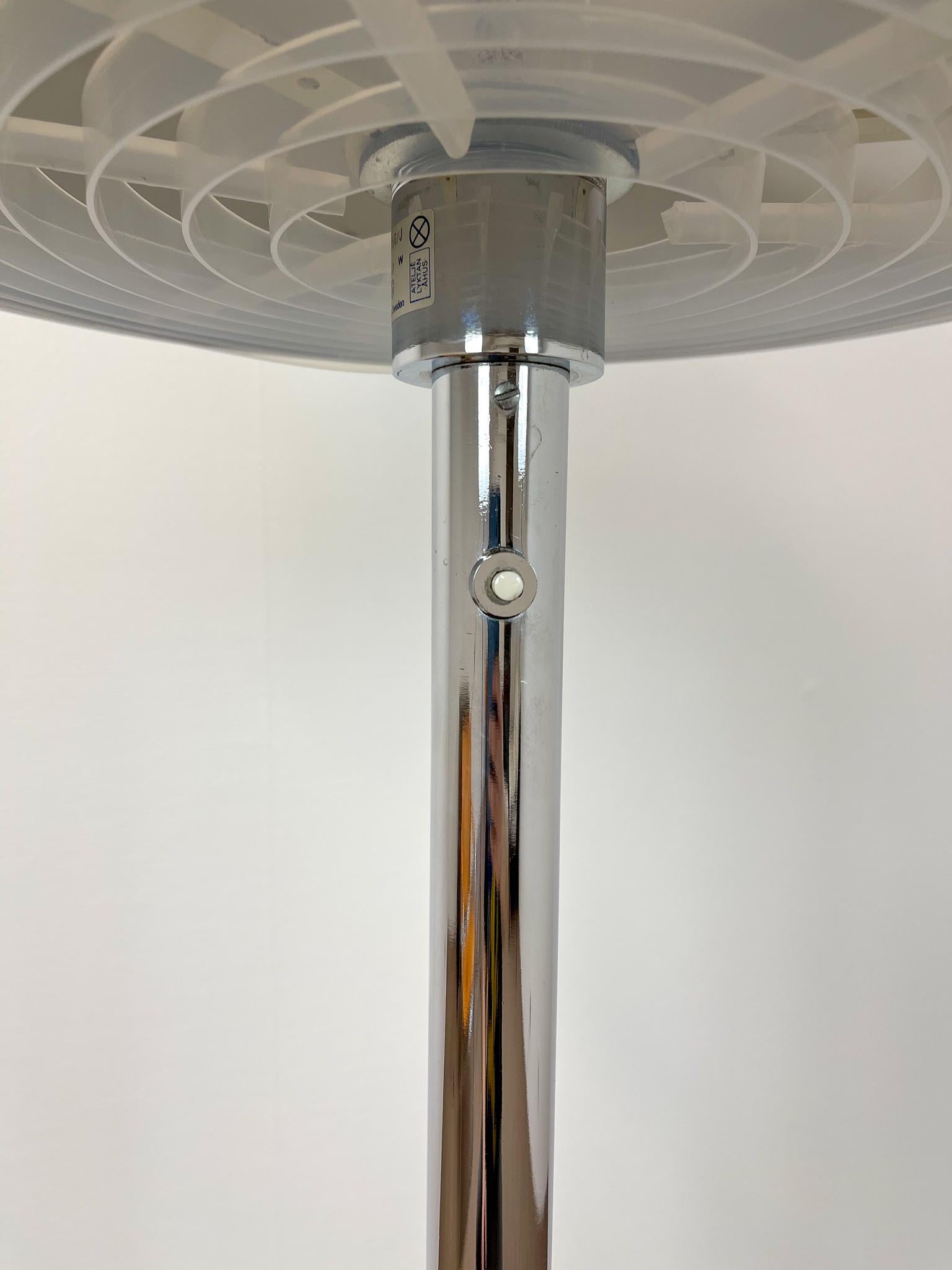 Chrome Midcentury Large Floor Lamp Bumling by Anders Pehrson, Ateljé Lyktan, 1960s For Sale