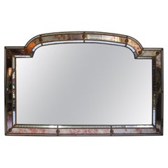 Midcentury Large Hollywood Regency Style Oil Drop Mosaic Wall Mirror, 1970s Vintage Midcentury Large Hollywood Regency Style Oil Drop Mosaic Wall Mirror, 1970s