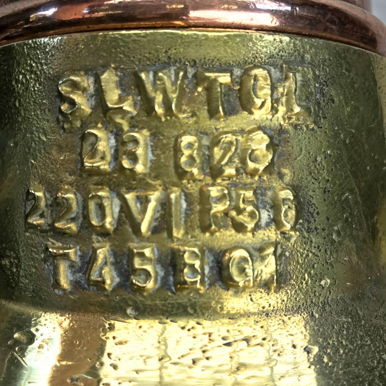 Midcentury Large Industrial German Copper, Brass, Cast Iron Gantry Pendant Lamp 4