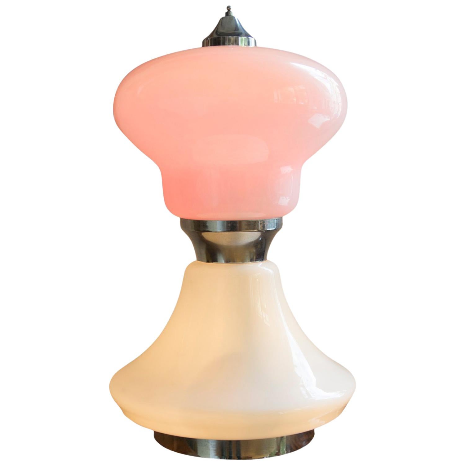 Midcentury Large Italian Milky Glass Table Lamp, 1960s For Sale 5
