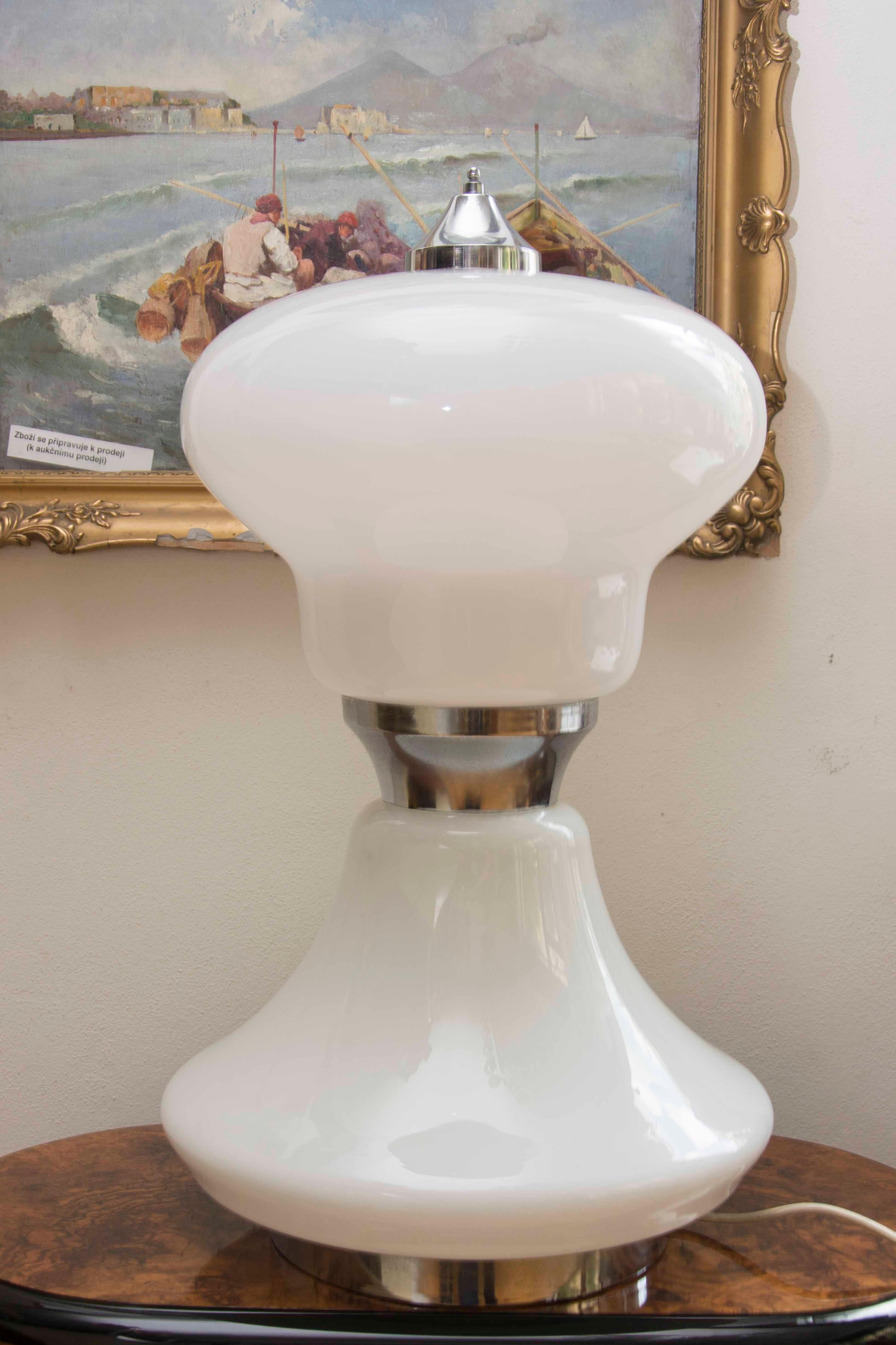 Mid-Century Modern Midcentury Large Italian Milky Glass Table Lamp, 1960s For Sale