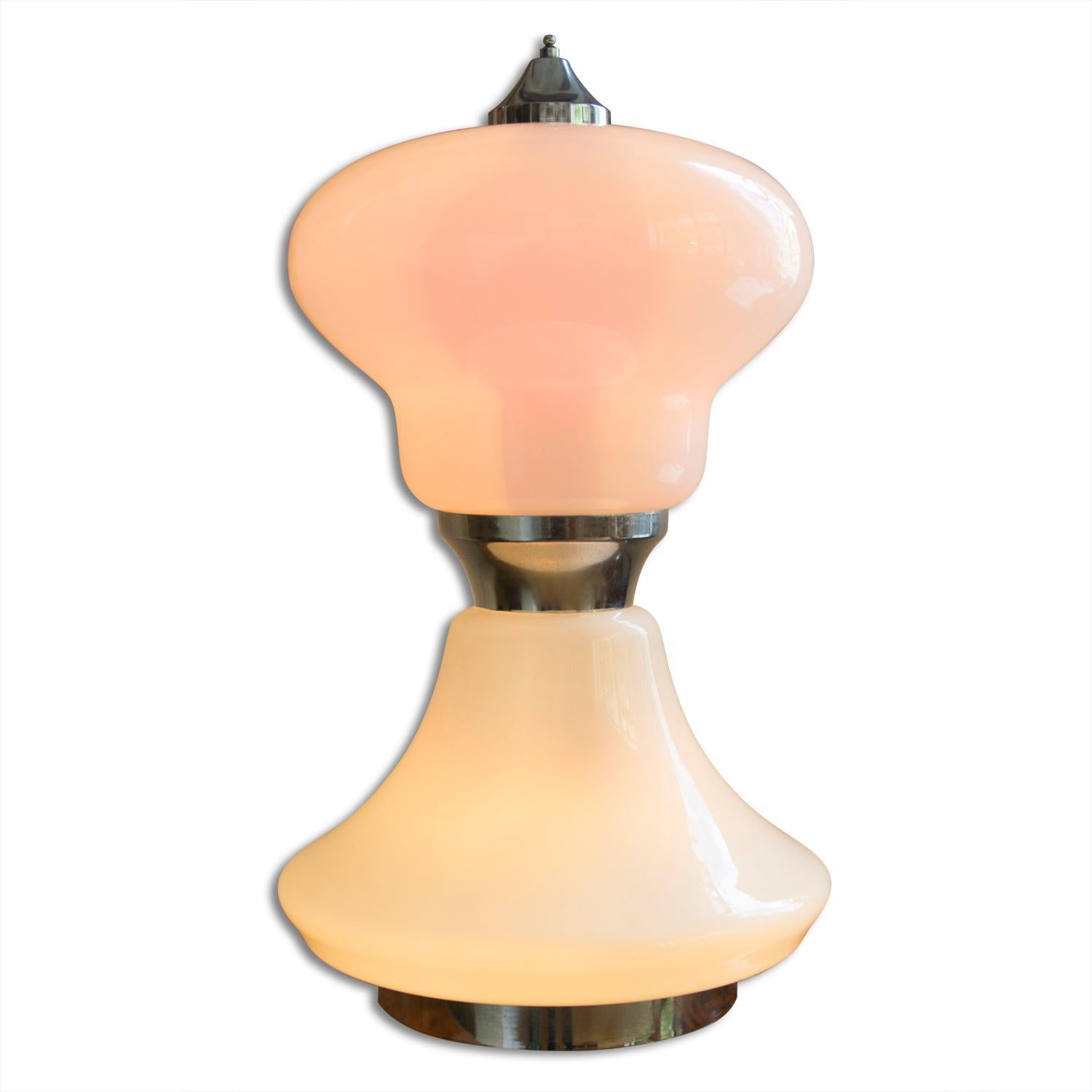 Midcentury Large Italian Milky Glass Table Lamp, 1960s For Sale 2