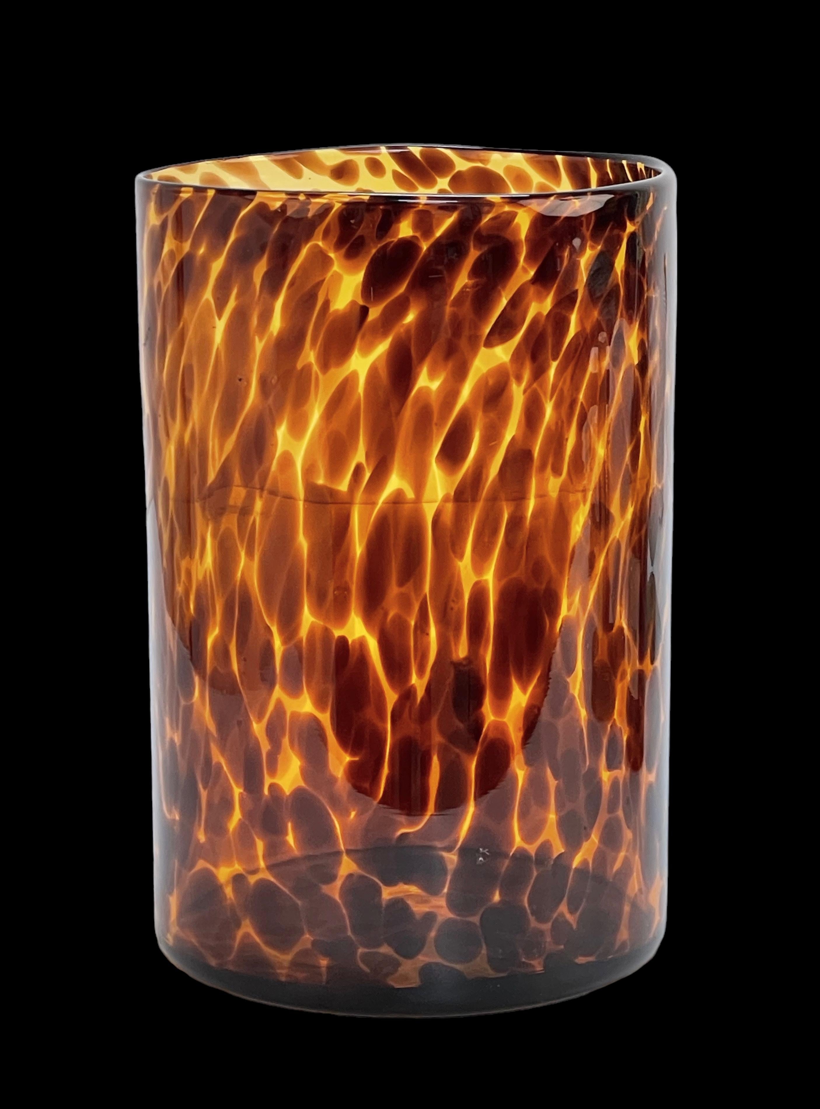 Midcentury Large Italian Orange and Brown Leopard Glass Artistic Vase, 1980s For Sale 3