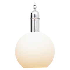 Midcentury Large Opal Glass Pendant Light, circa 1950