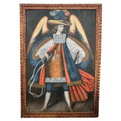 Midcentury Large Painting of an Archangel