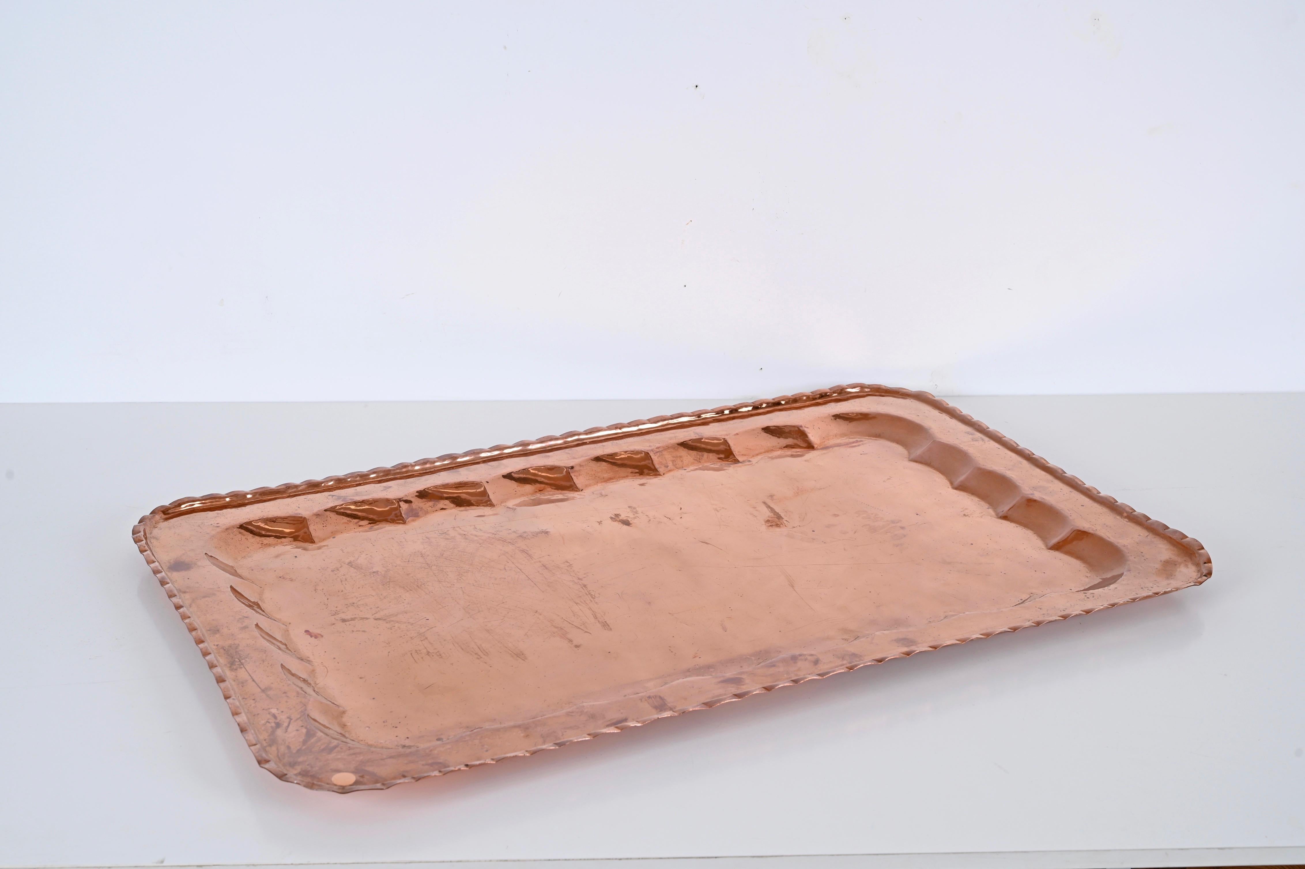 Midcentury Large Rectangular Serving Trays in Copper, Italy 1960s For Sale 3