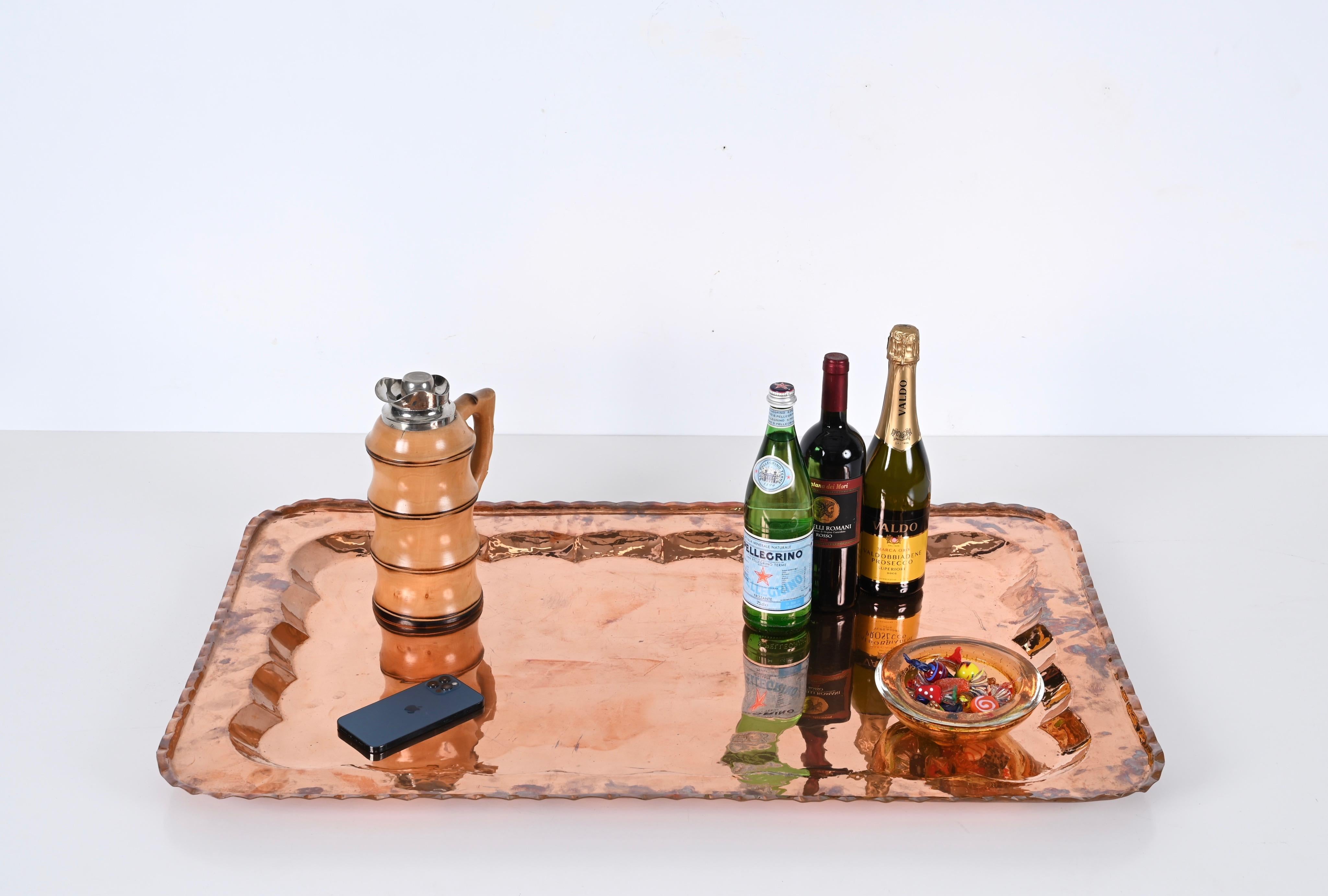 Midcentury Large Rectangular Serving Trays in Copper, Italy 1960s For Sale 6