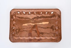 Midcentury Large Rectangular Serving Trays in Copper, Italy 1960s