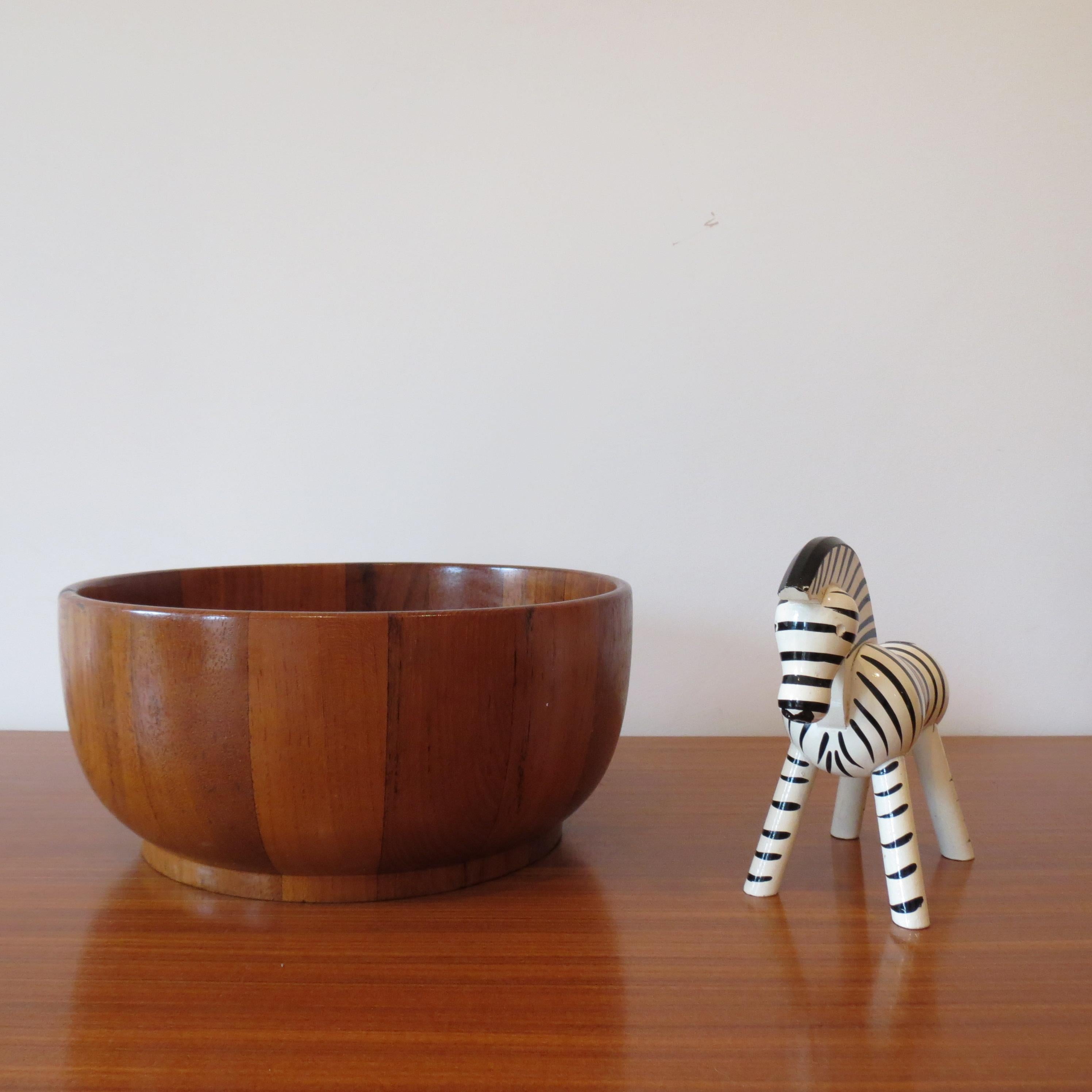 Midcentury Large Teak Wooden Bowl Block Teak Mandalay Teak Bowl In Good Condition In Stow on the Wold, GB