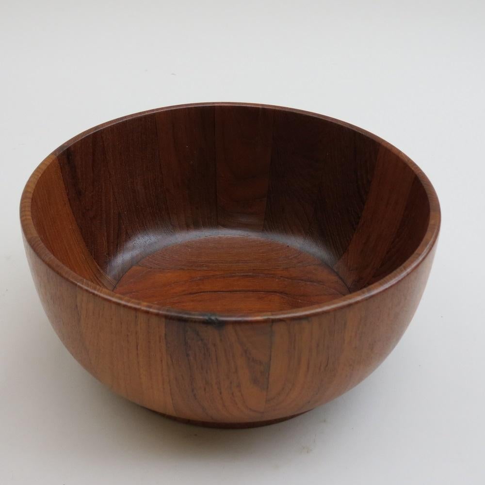 Danish Midcentury Large Teak Wooden Bowl Block Teak Mandalay Teak Bowl 