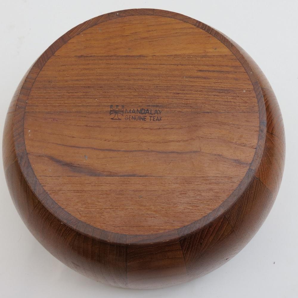 20th Century Midcentury Large Teak Wooden Bowl Block Teak Mandalay Teak Bowl