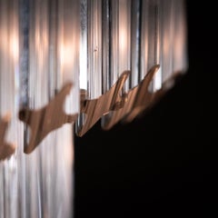 Midcentury Large Venini 5 Tier Glass Rod Spiral Chandelier