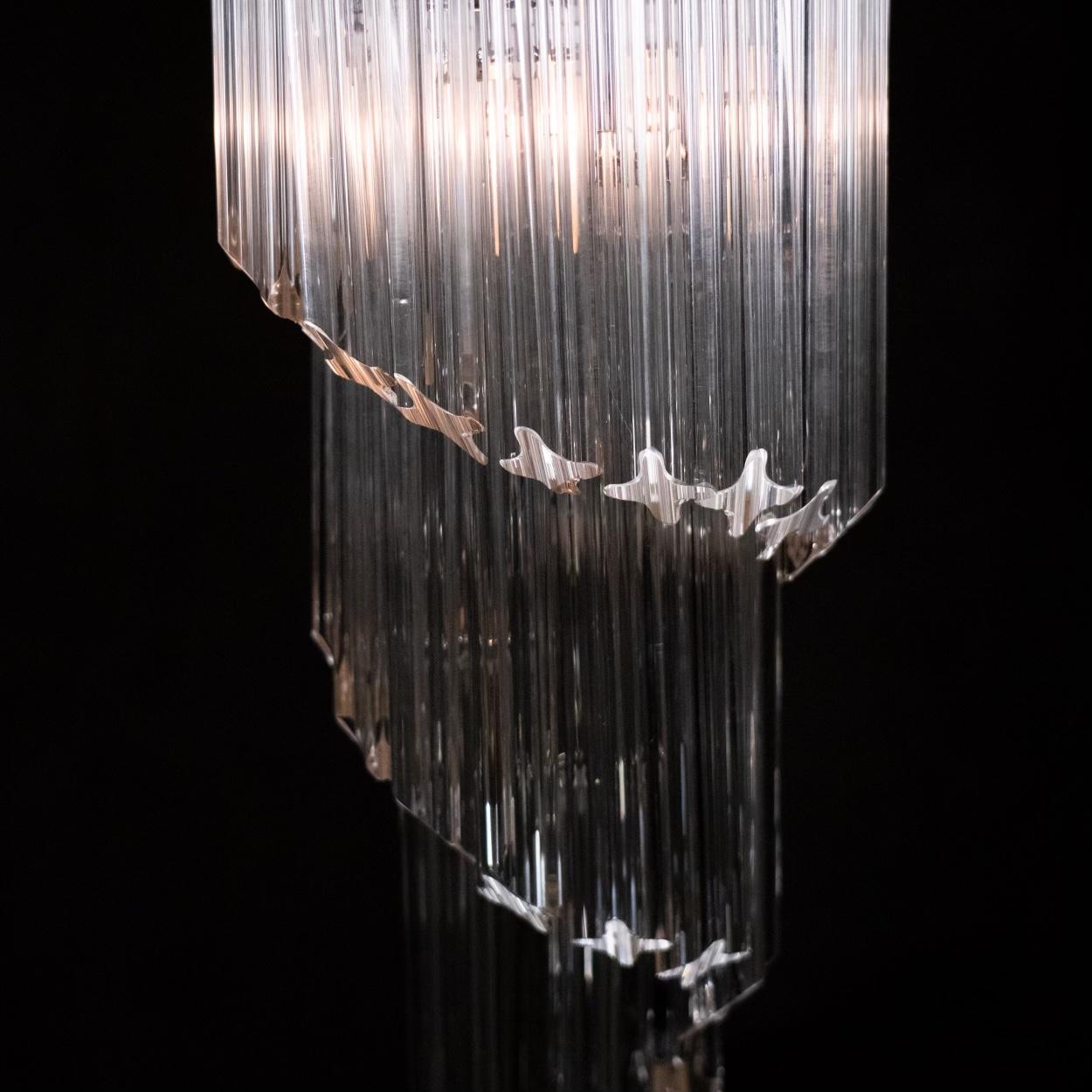 Midcentury Large Venini 5 Tier Glass Rod Spiral Chandelier In Good Condition For Sale In Surrey, BC