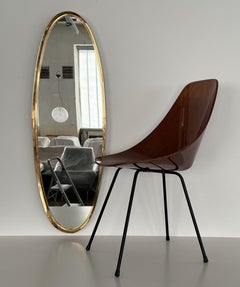 Midcentury Large Wall Mirror in Brass by Vereinigte Werkstätten München, 1960s