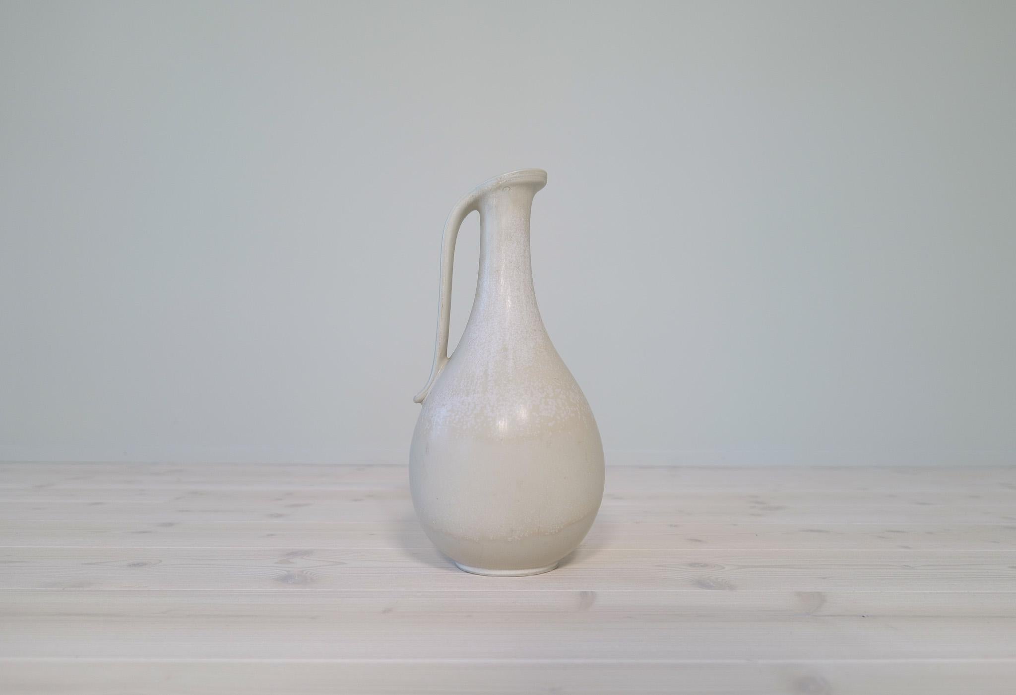 Swedish Midcentury Modern Large White and Grey Vase Rörstrand by Gunnar Nylund, Sweden