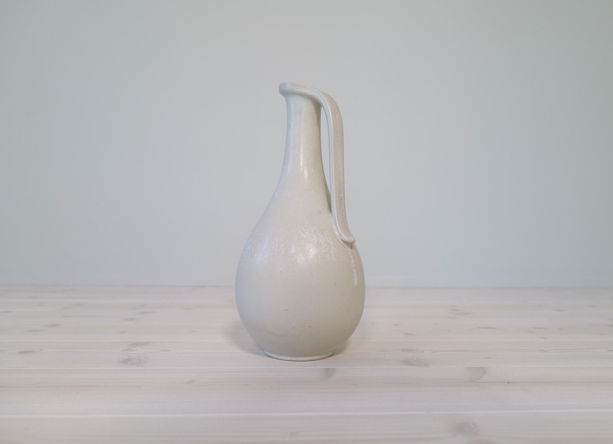 Stoneware Midcentury Modern Large White and Grey Vase Rörstrand by Gunnar Nylund, Sweden